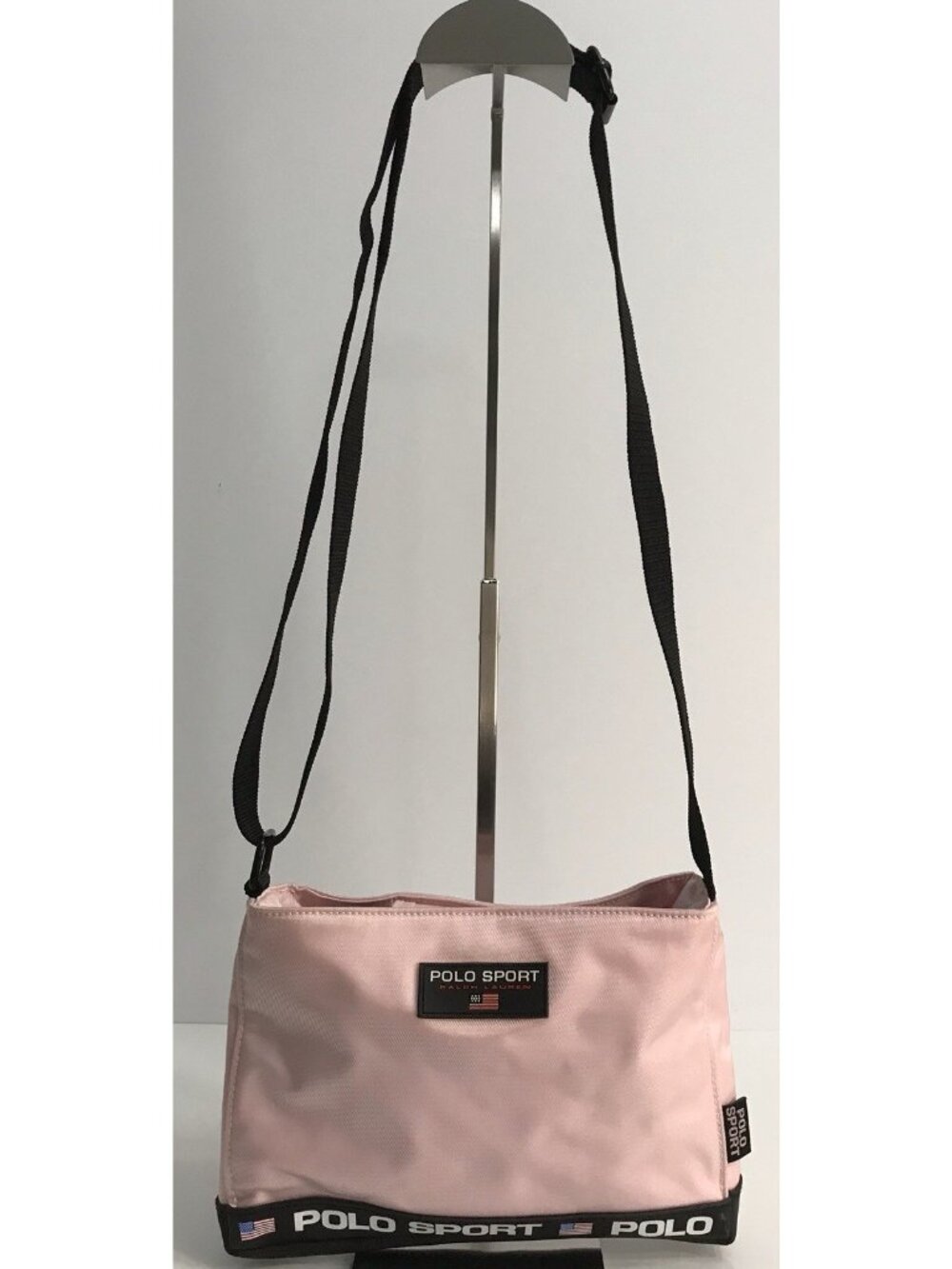Vintage Ralph Lauren Polo Sport Pink Nylon Canvas Crossbody Bag Purse